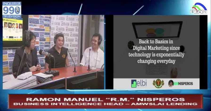 About 8 RM Nisperos as a guest on Inquirer 990 Television discussing digital marketing
