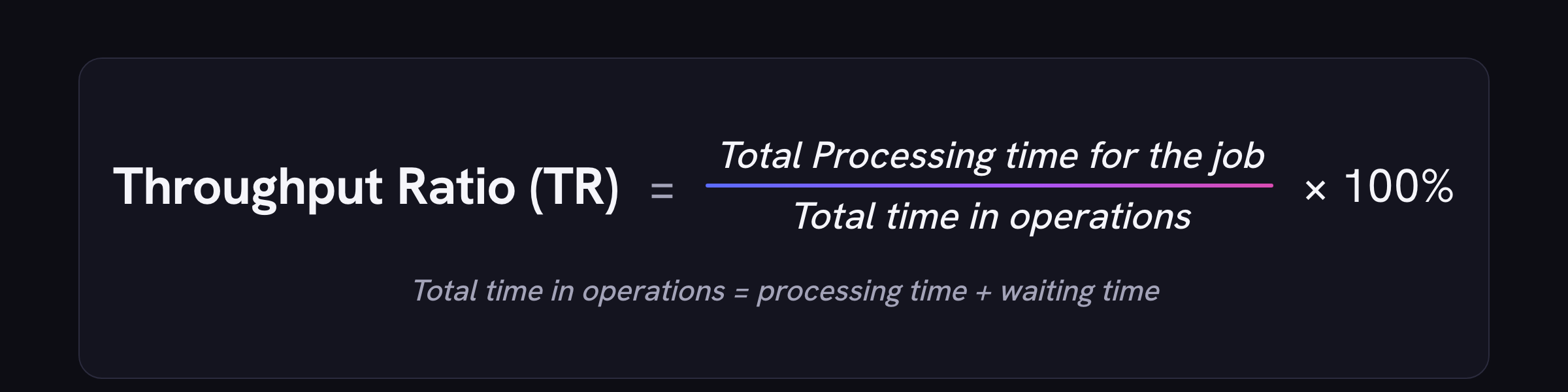 Operations Management Concepts & Techniques 4 Throughput Ratio